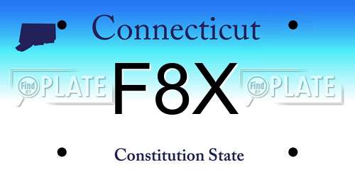 F8X Connecticut License Plate