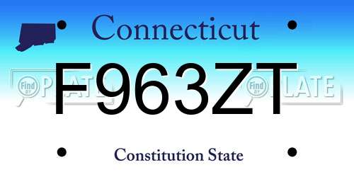 F963ZT Connecticut License Plate