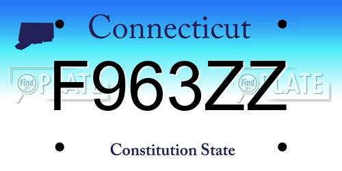 F963ZZ Connecticut License Plate