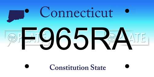 F965RA Connecticut License Plate