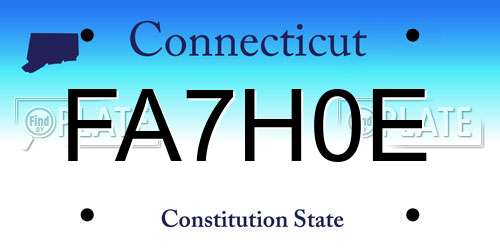 FA7H0E Connecticut License Plate