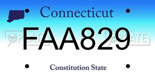 FAA829 Connecticut License Plate