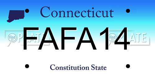 FAFA14 Connecticut License Plate