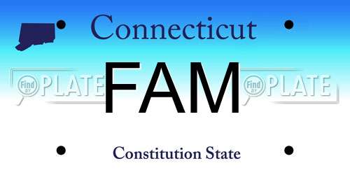 FAM Connecticut License Plate