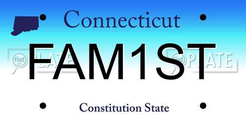 FAM1ST Connecticut License Plate