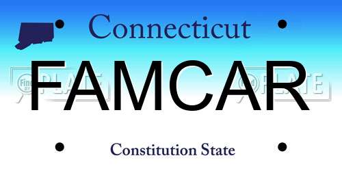 FAMCAR Connecticut License Plate