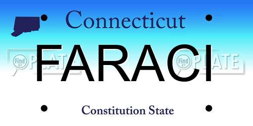 FARACI Connecticut License Plate