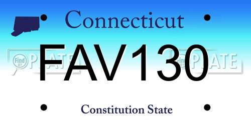 FAV130 Connecticut License Plate