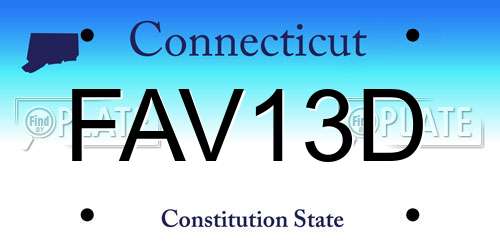 FAV13D Connecticut License Plate