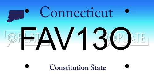 FAV13O Connecticut License Plate