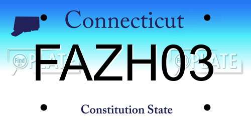 FAZH03 Connecticut License Plate