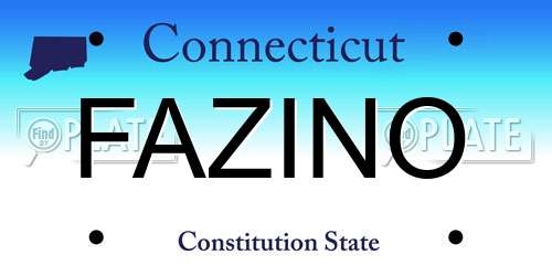 FAZINO Connecticut License Plate