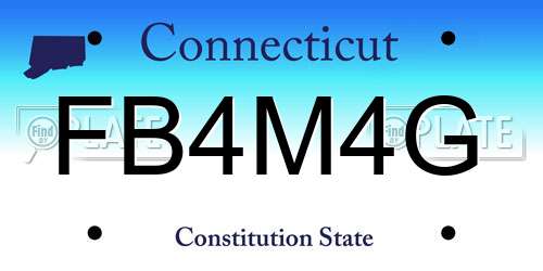 FB4M4G Connecticut License Plate