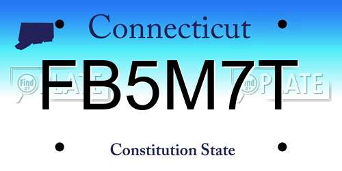FB5M7T Connecticut License Plate