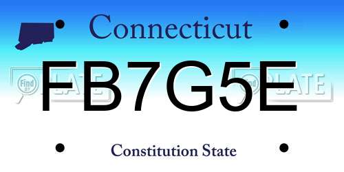 FB7G5E Connecticut License Plate