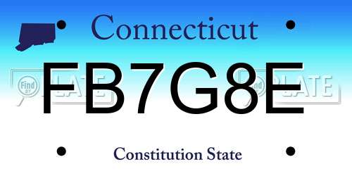 FB7G8E Connecticut License Plate