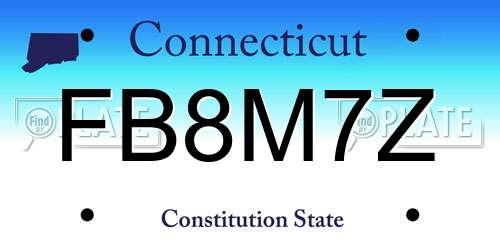 FB8M7Z Connecticut License Plate