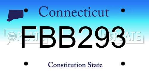 FBB293 Connecticut License Plate
