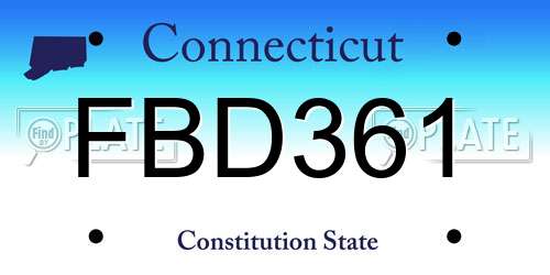 FBD361 Connecticut License Plate
