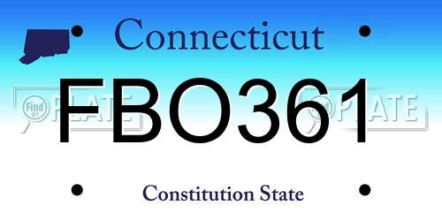 FBO361 Connecticut License Plate