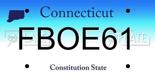 FBOE61 Connecticut License Plate