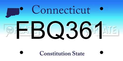 FBQ361 Connecticut License Plate