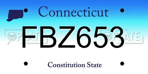 FBZ653 Connecticut License Plate