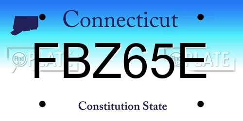 FBZ65E Connecticut License Plate