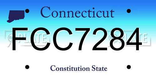 FCC7284 Connecticut License Plate