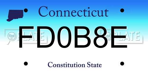 FD0B8E Connecticut License Plate