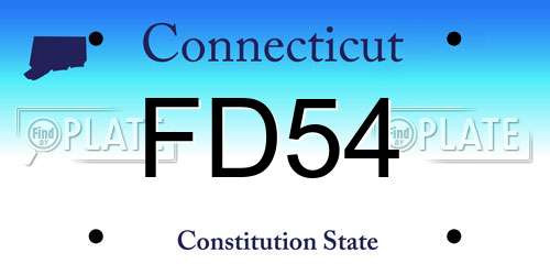 FD54 Connecticut License Plate