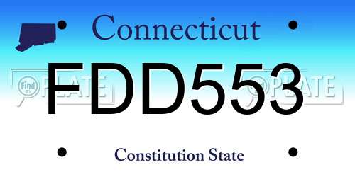 FDD553 Connecticut License Plate