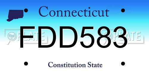 FDD583 Connecticut License Plate