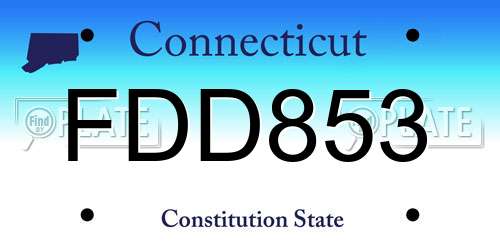 FDD853 Connecticut License Plate