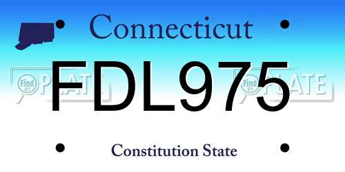 FDL975 Connecticut License Plate