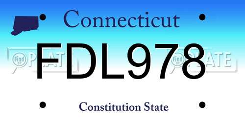 FDL978 Connecticut License Plate
