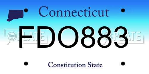 FDO883 Connecticut License Plate