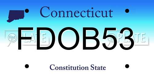 FDOB53 Connecticut License Plate