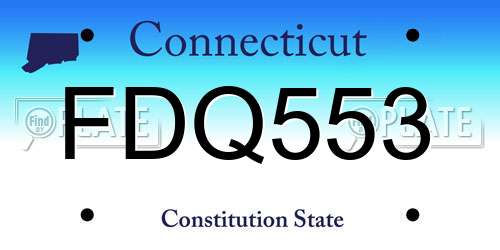 FDQ553 Connecticut License Plate