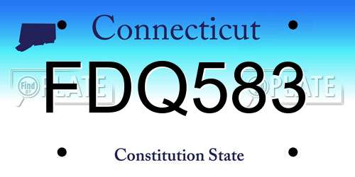FDQ583 Connecticut License Plate