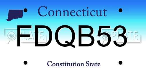 FDQB53 Connecticut License Plate