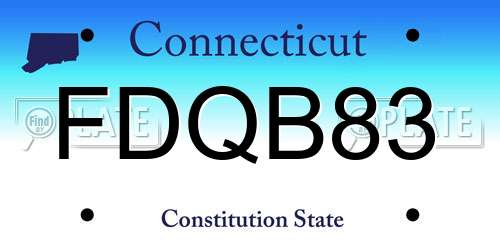 FDQB83 Connecticut License Plate