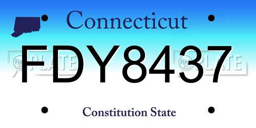 FDY8437 Connecticut License Plate