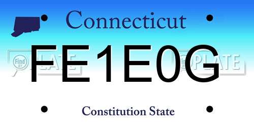 FE1E0G Connecticut License Plate