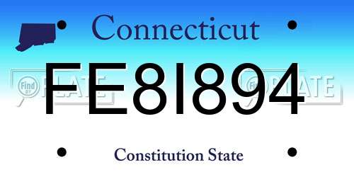 FE8I894 Connecticut License Plate