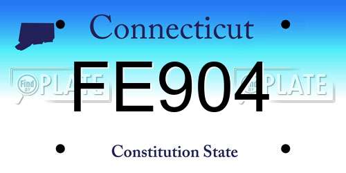 FE904 Connecticut License Plate