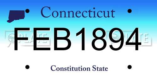 FEB1894 Connecticut License Plate
