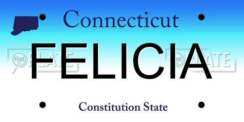 FELICIA Connecticut License Plate