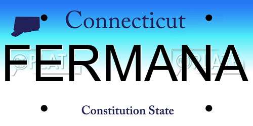 FERMANA Connecticut License Plate