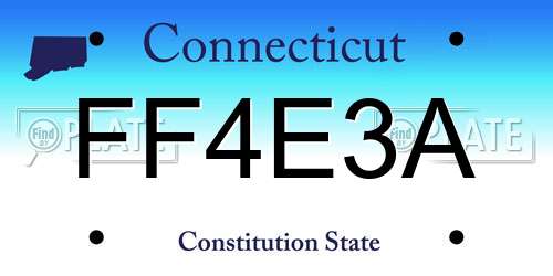 FF4E3A Connecticut License Plate
